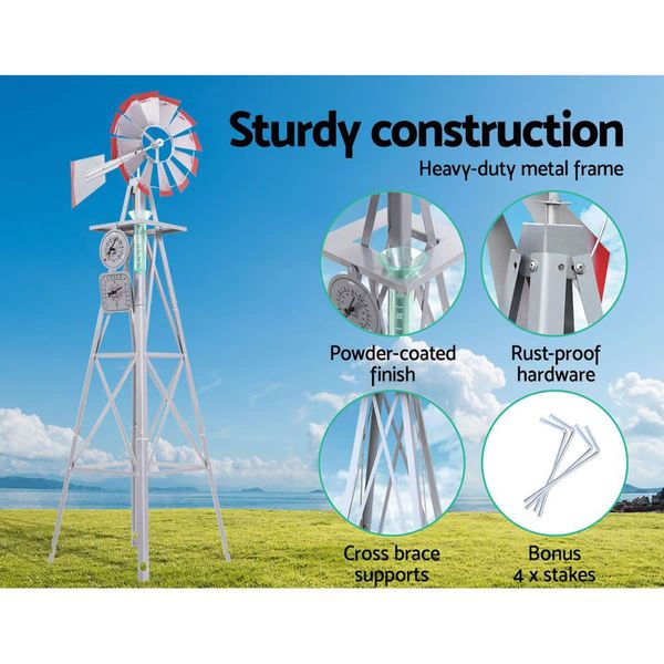 Garden Windmill 4FT 146cm Metal Ornaments Outdoor Decor Ornamental Wind Will