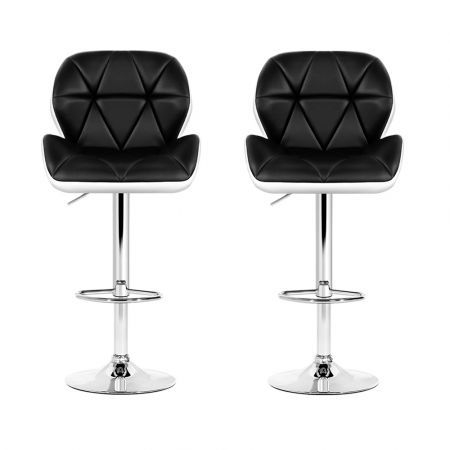 Artiss 2x Bar Stools Gas Lift Padded Leather Black & White