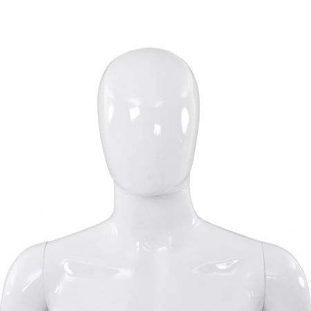 Full Body Male Mannequin with Glass Base Glossy White 185 cm