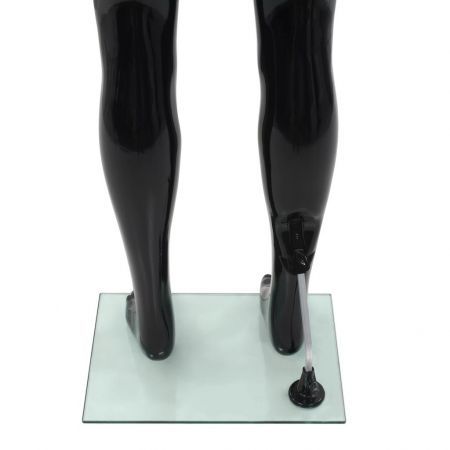 Full Body Male Mannequin with Glass Base Glossy Black 185 cm