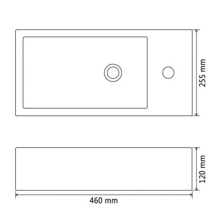 Basin with Faucet Hole Rectangular Ceramic Black 46x25.5x12 cm