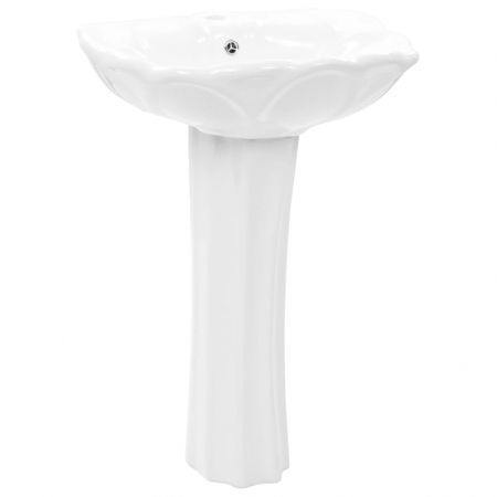 Freestanding Basin with Pedestal Ceramic White 580x510x200 mm