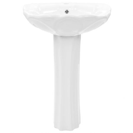 Freestanding Basin with Pedestal Ceramic White 580x510x200 mm