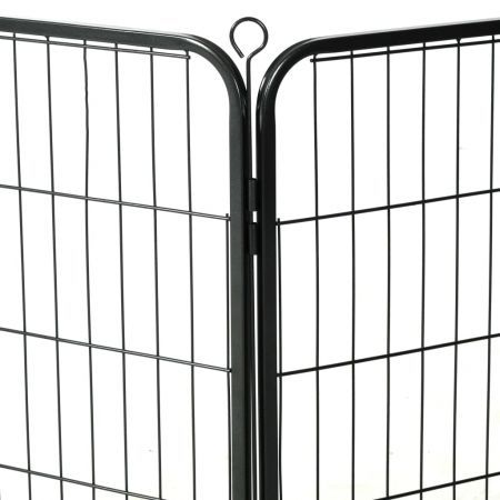 Dog Playpen 8 Panels Steel 80x80 cm Black