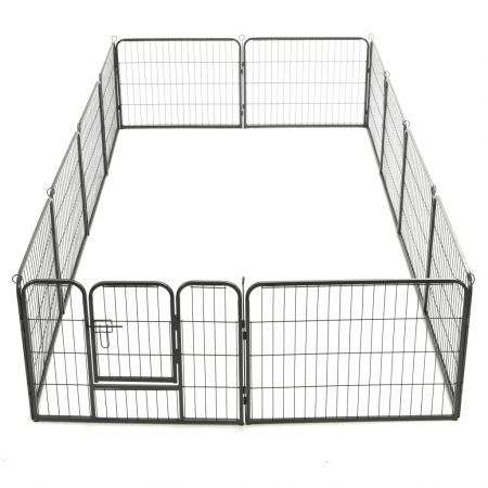 Dog Playpen 12 Panels Steel 80x60 cm Black