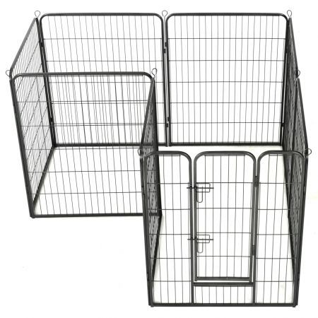 Dog Playpen 8 Panels Steel 80x100 cm Black