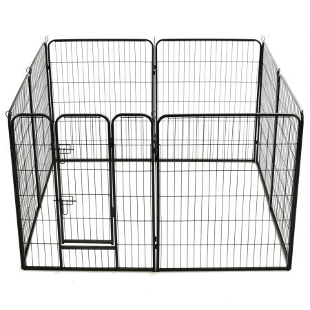 Dog Playpen 8 Panels Steel 80x100 cm Black