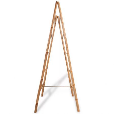 Double Towel Ladder with 5 Rungs Bamboo 50x160 cm