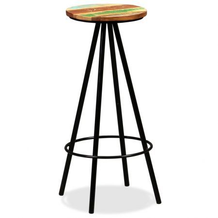 Bar Stools 4 pcs Solid Reclaimed Wood and Steel