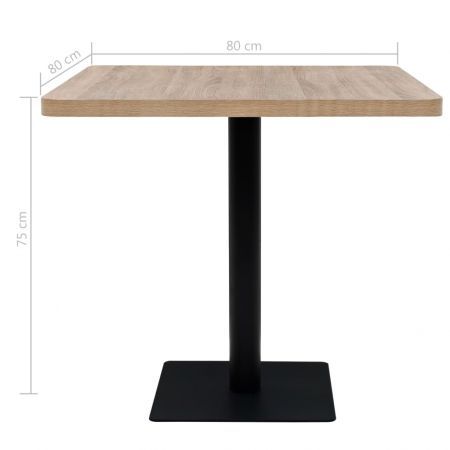 Bistro Table MDF and Steel Square 80x80x75 cm Oak Colour