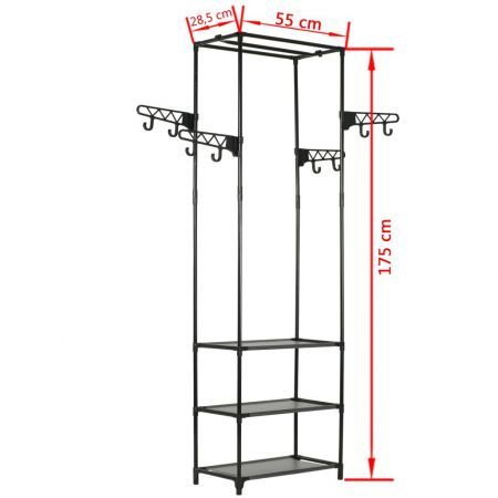 Clothes Rack Steel and Non-woven Fabric 55x28.5x175 cm Black