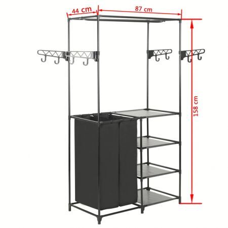 Clothes Rack Steel and Non-woven Fabric 87x44x158 cm Black