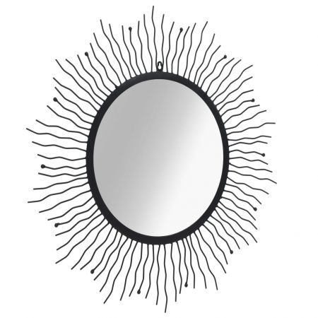 Wall Mirror Sunburst 80 cm Black