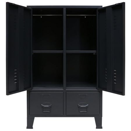 Wardrobe Metal Industrial Style 67x35x107 cm Black