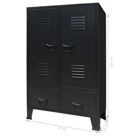 Wardrobe Metal Industrial Style 67x35x107 cm Black