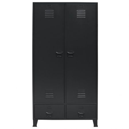 Wardrobe Metal Industrial Style 90x40x180 cm Black