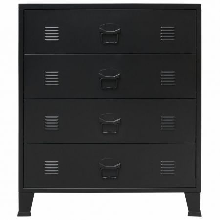 Chest of Drawers Metal Industrial Style 78x40x93 cm Black