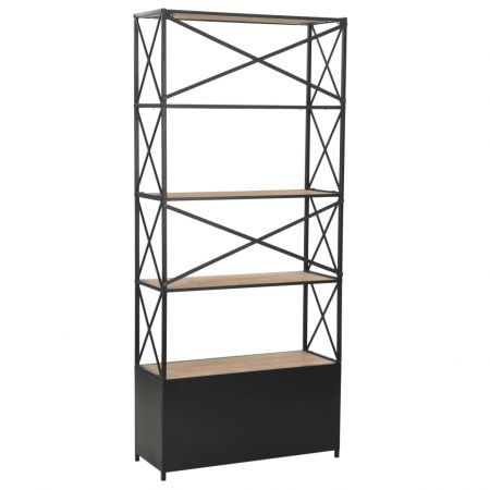 Bookcase Solid Firwood and Steel 80x32.5x180 cm