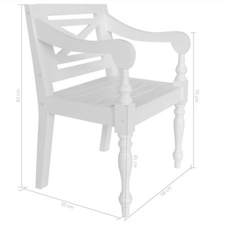 Batavia Chairs 2 pcs Solid Mahogany Wood White