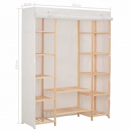 Wardrobe White 135x40x170 cm Fabric