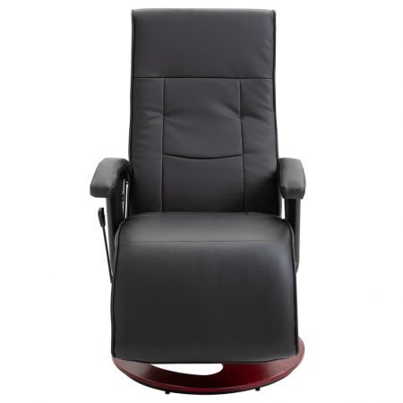 Swivel TV Armchair Black Faux Leather