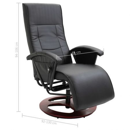 Swivel TV Armchair Black Faux Leather