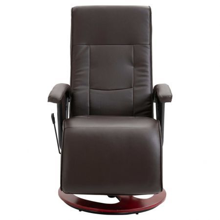 Swivel TV Armchair Brown Faux Leather