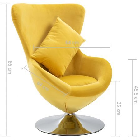 Swivel Egg Chair with Cushion Yellow Velvet