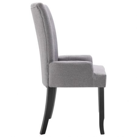 Dining Chair with Armrests Light Grey Fabric