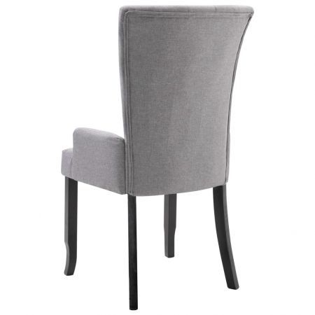 Dining Chair with Armrests Light Grey Fabric