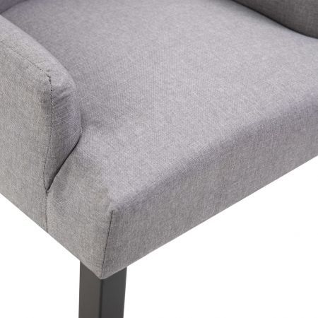 Dining Chair with Armrests Light Grey Fabric