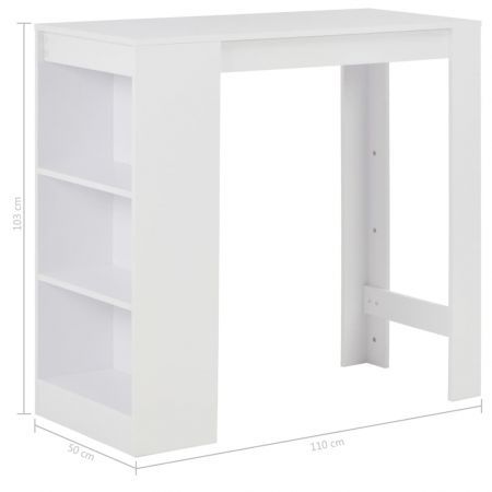 Bar Table with Shelf White 110x50x103 cm