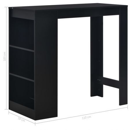 Bar Table with Shelf Black 110x50x103 cm