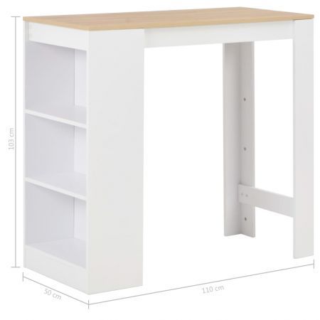 Bar Table with Shelf White 110x50x103 cm