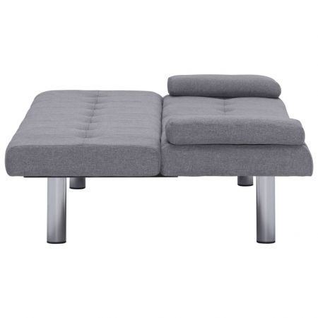 Sofa Bed Couch Polyester Light Grey with Two Pillows