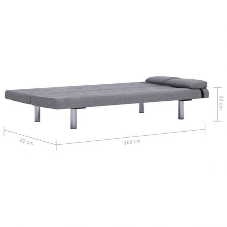 Sofa Bed Couch Polyester Light Grey with Two Pillows