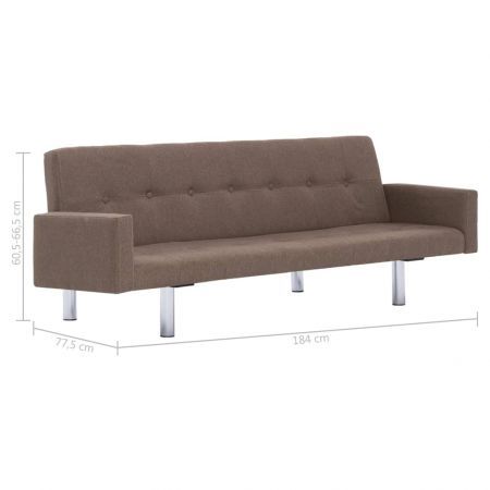 Sofa Bed with Armrest Brown Polyester