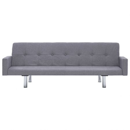 Sofa Bed with Armrest Light Grey Polyester