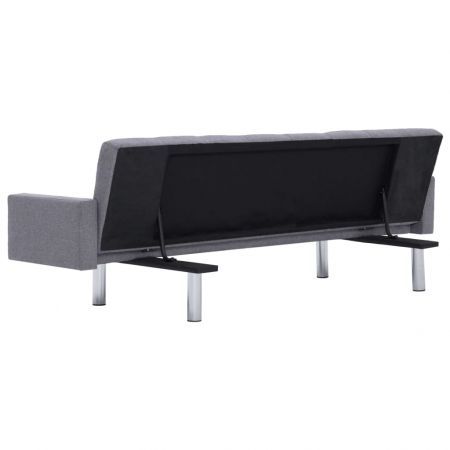 Sofa Bed with Armrest Light Grey Polyester