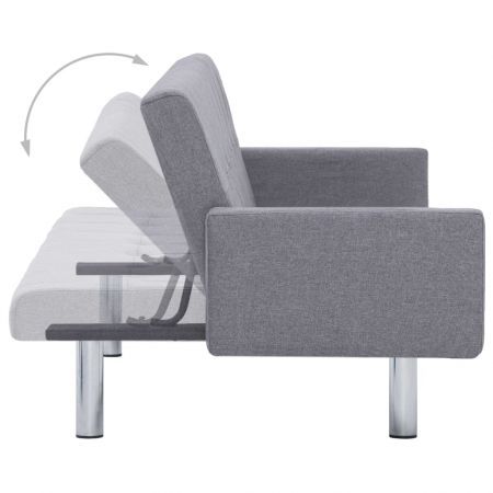 Sofa Bed with Armrest Light Grey Polyester