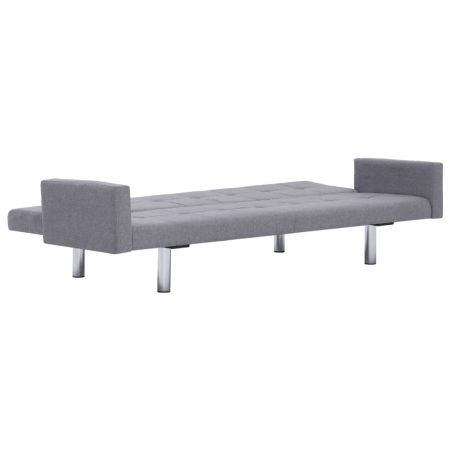 Sofa Bed with Armrest Light Grey Polyester