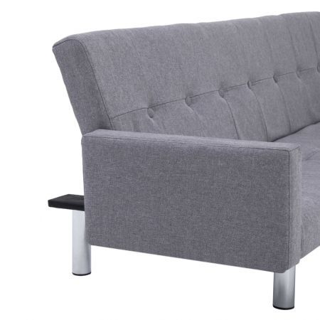 Sofa Bed with Armrest Light Grey Polyester