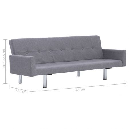 Sofa Bed with Armrest Light Grey Polyester