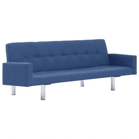 Sofa Bed with Armrest Blue Polyester