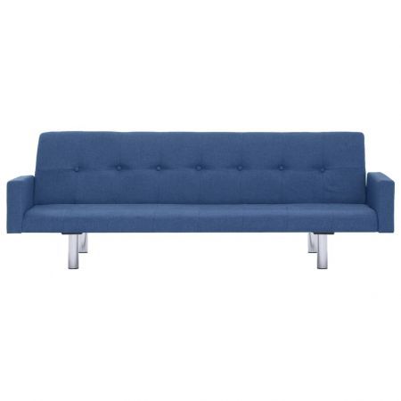 Sofa Bed with Armrest Blue Polyester