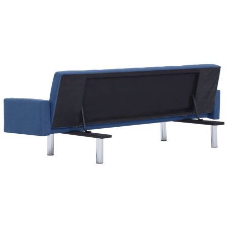 Sofa Bed with Armrest Blue Polyester