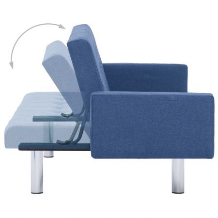 Sofa Bed with Armrest Blue Polyester