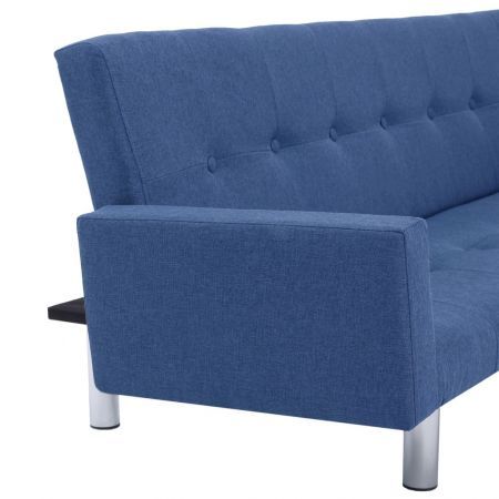 Sofa Bed with Armrest Blue Polyester