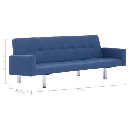 Sofa Bed with Armrest Blue Polyester