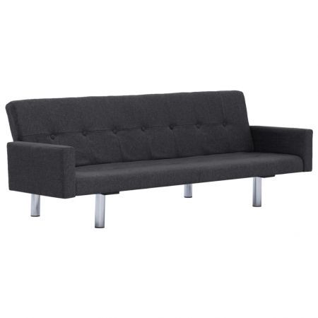 Sofa Bed with Armrest Dark Grey Polyester